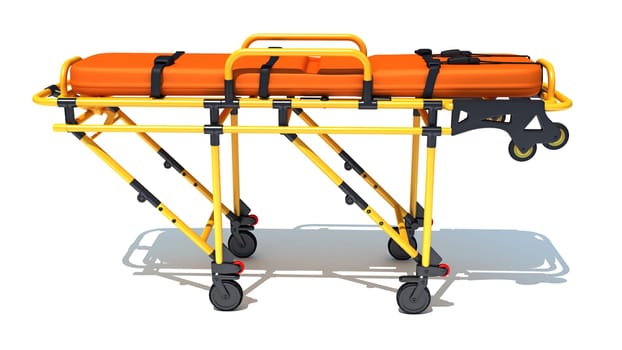 Medical Stretcher Trolley 3D rendering model on white background