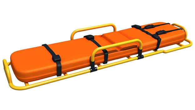 Medical Stretcher Trolley 3D rendering model on white background