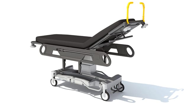 Medical Stretcher Trolley 3D rendering model on white background