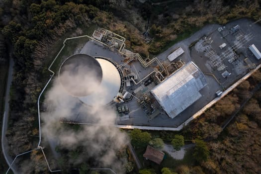 Aerial documentation of the industrial plants for the exploitation of boraciferous blowholes in the Monterotondo Martima Grosseto area