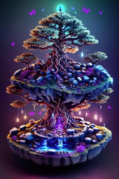 Magical colorful tree. AI generated