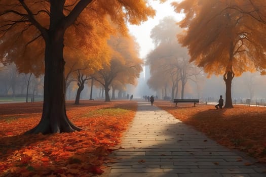 Autumn sunny park. AI generated