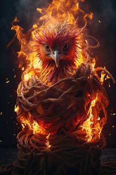 Phoenix is reborn from fire. AI generated