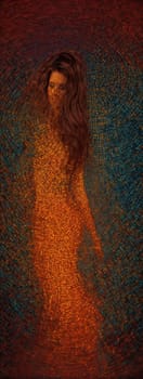 Female silhouette in mosaic. AI generated