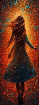 Female silhouette in mosaic. AI generated