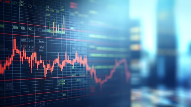 A computer with a graph on it - Stocks and financial business background - generative AI