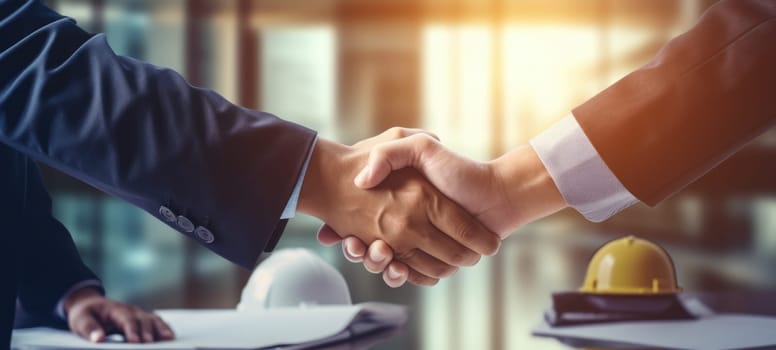 business construction agreement business hand shakes, ai