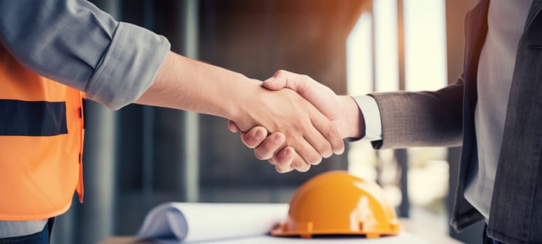 business construction agreement business hand shakes, ai