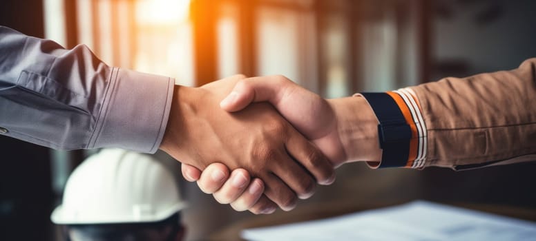 business construction agreement business hand shakes, ai