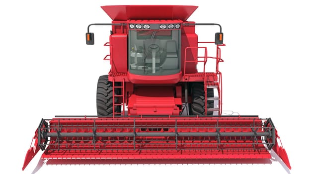 Combine Harvester farm equipment 3D rendering model on white background