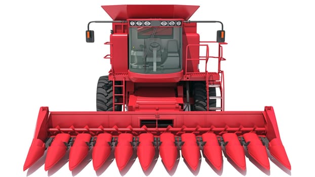 Combine Harvester farm equipment 3D rendering model on white background