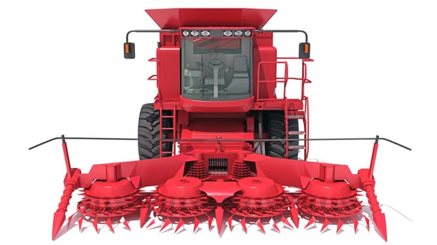 Combine Harvester farm equipment 3D rendering model on white background