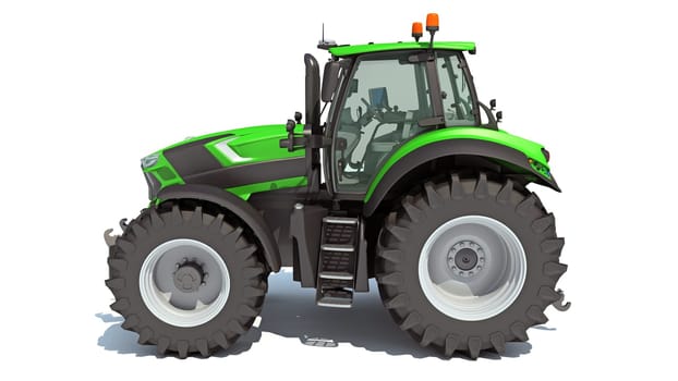 Farm Tractor 3D rendering model on white background