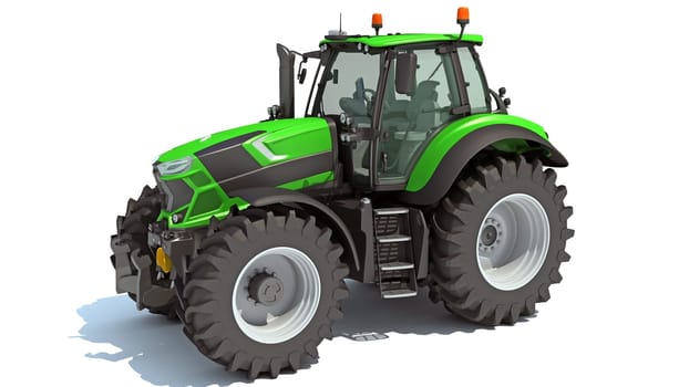 Farm Tractor 3D rendering model on white background