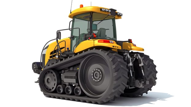 Farm Tractor 3D rendering model on white background