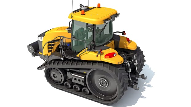 Farm Tractor 3D rendering model on white background