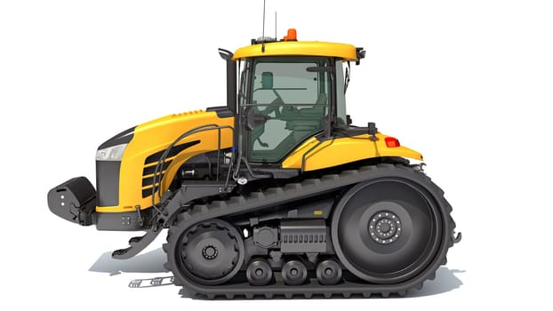 Farm Tractor 3D rendering model on white background