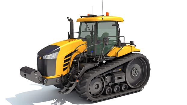 Farm Tractor 3D rendering model on white background