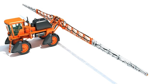 Self Propelled Farm Sprayer 3D rendering model on white background