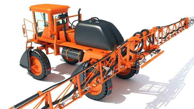 Self Propelled Farm Sprayer 3D rendering model on white background