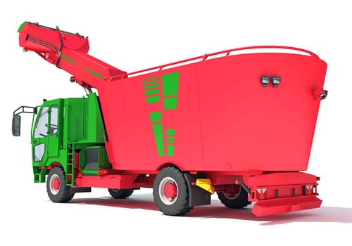 Fodder Mixing Wagon Truck 3D rendering model on white background