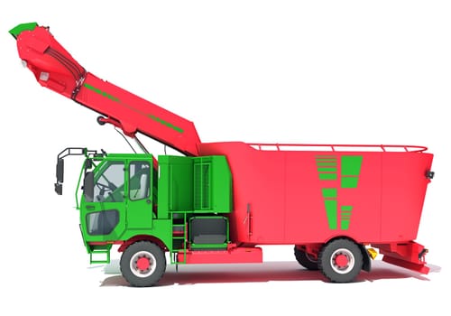 Fodder Mixing Wagon Truck 3D rendering model on white background