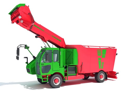 Fodder Mixing Wagon Truck 3D rendering model on white background