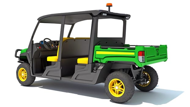 UTV Utility Vehicle 3D rendering model on white background