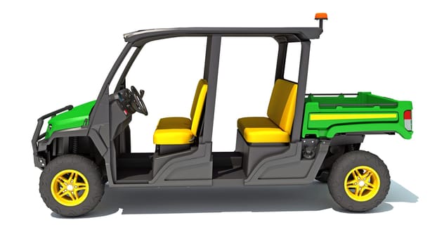 UTV Utility Vehicle 3D rendering model on white background