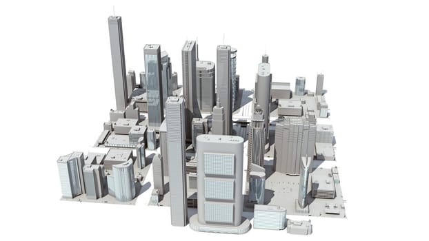 3D rendering of modern Architectural city model on white background