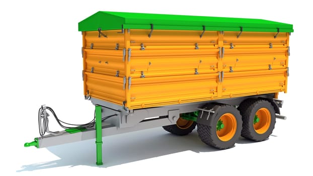 Farm Trailer 3D rendering model on white background