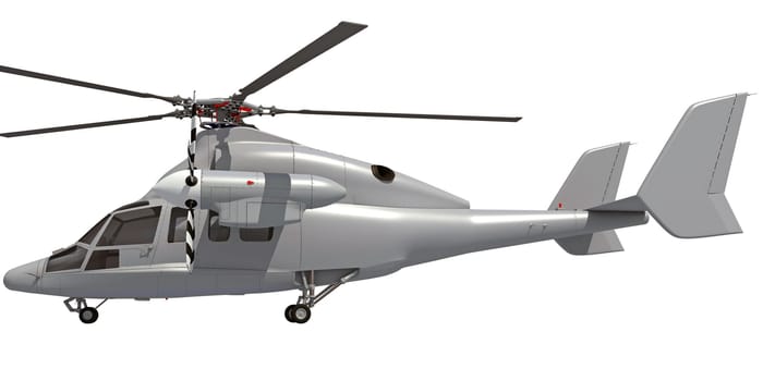 Helicopter aircraft 3D rendering model on white background