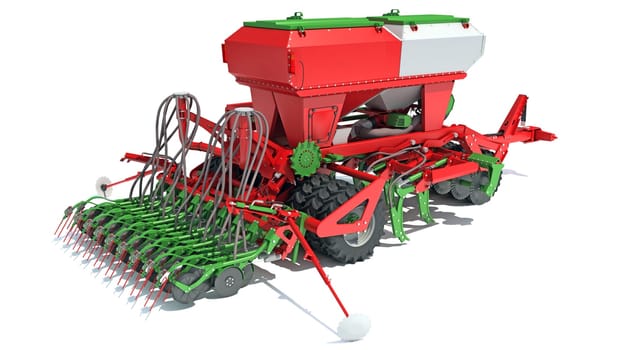 Seeder Planter drill Machine farm equipment 3D rendering model on white background