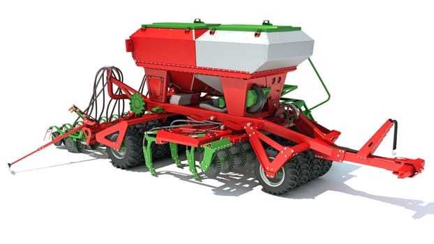 Seeder Planter drill Machine farm equipment 3D rendering model on white background