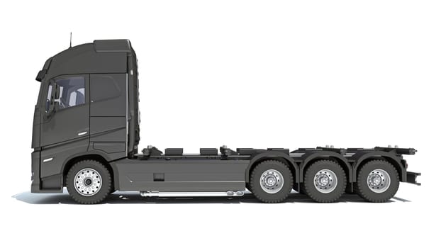 Semi Truck 3D rendering model on white background