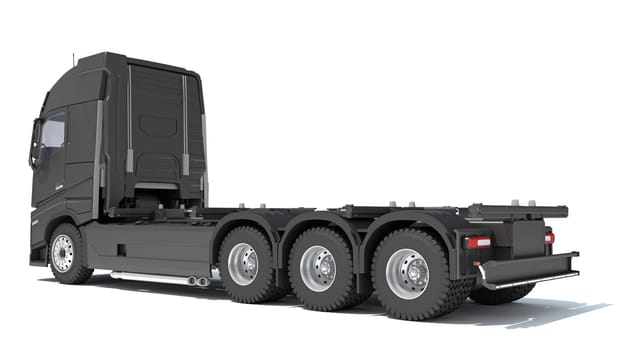 Semi Truck 3D rendering model on white background