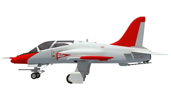 Jet airplane 3D rendering model on white background