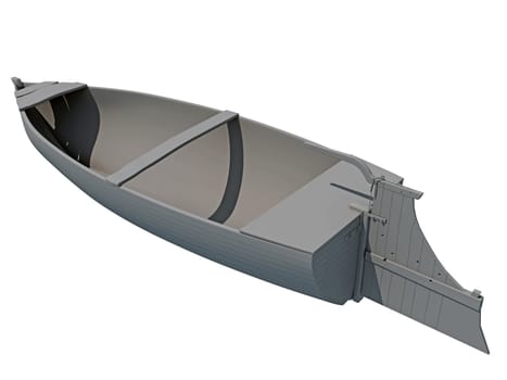 River Boat 3D rendering model on white background