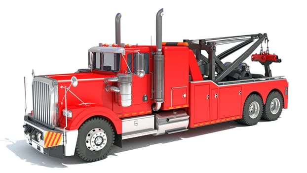 Recovery Service Tow Truck 3D rendering model on white background