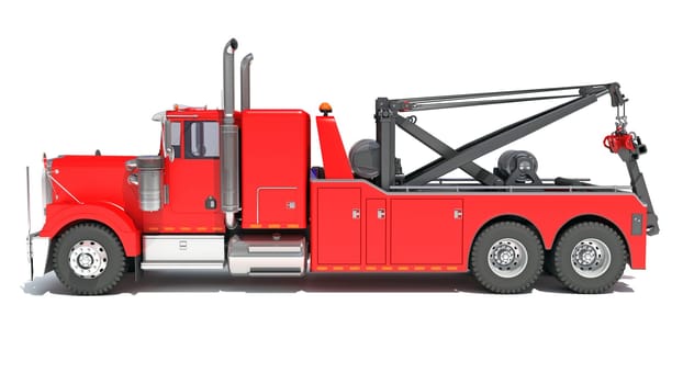 Recovery Service Tow Truck 3D rendering model on white background