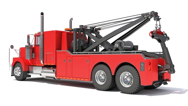 Recovery Service Tow Truck 3D rendering model on white background