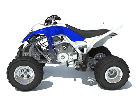 Quad ATV Sport Bike 3D rendering model on white background