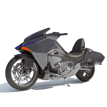 Motorcycle 3D rendering model on white background