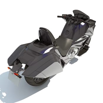 Motorcycle 3D rendering model on white background