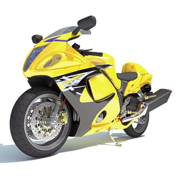 Motorcycle 3D rendering model on white background