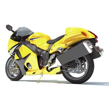 Motorcycle 3D rendering model on white background
