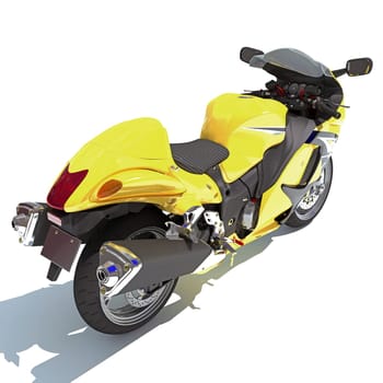 Motorcycle 3D rendering model on white background