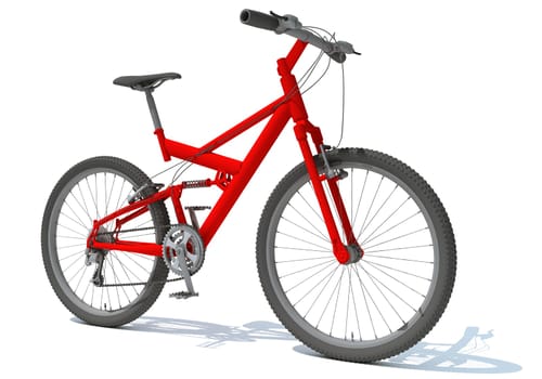 Mountain Bike 3D rendering model on white background
