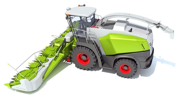 Combine Harvester 3D rendering model on white background