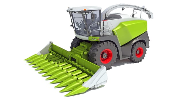 Combine Harvester 3D rendering model on white background